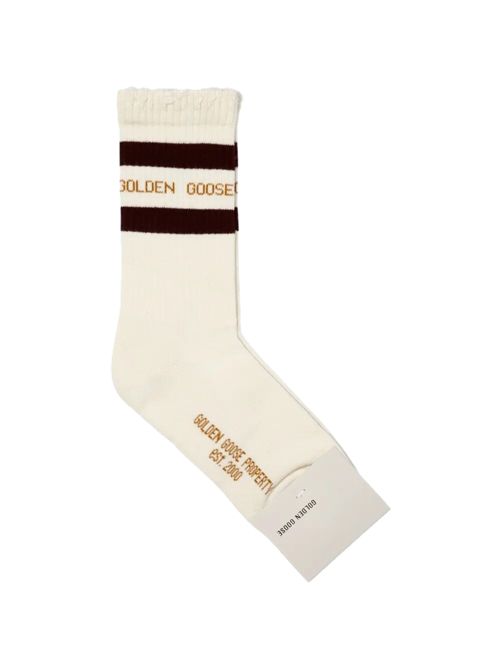 Calzini Alti A Coste striped Golden Goose Golden Goose | GUP00883.P000487.12534HERITAGE WHITE/BURGUNDY/ORANGE